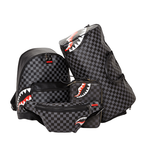 SHARKS IN PARIS (BLACK CHECKERED EDITION) TOILETRY AKA MONEY BAGS