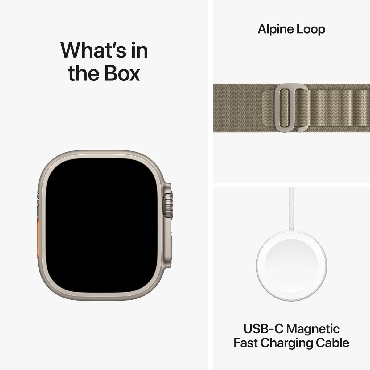 Apple Watch Ultra 2 (GPS + Cellular) 49mm Titanium Case with Olive Alpine Loop - Large - MRF03LL/A