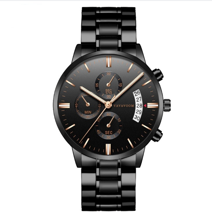 Men's Stainless Steel Business Waterproof Quartz Watch
