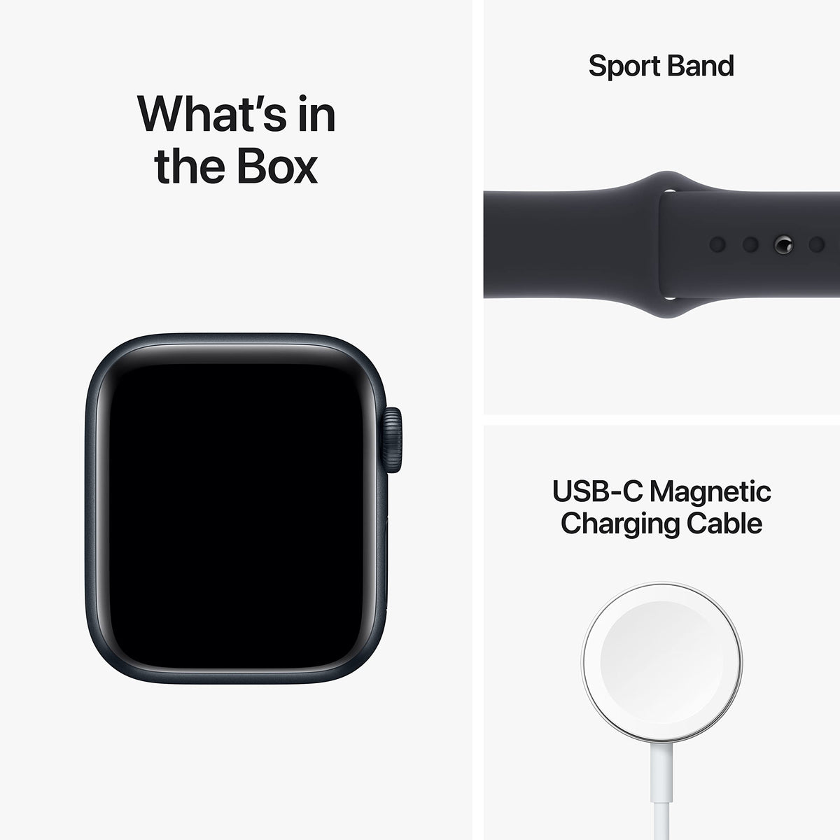 Apple Watch SE 2nd Gen (GPS) 40mm Aluminum Case w/ Midnight Sport Band (M/L) – Midnight – MXE93LL/A (2024)
