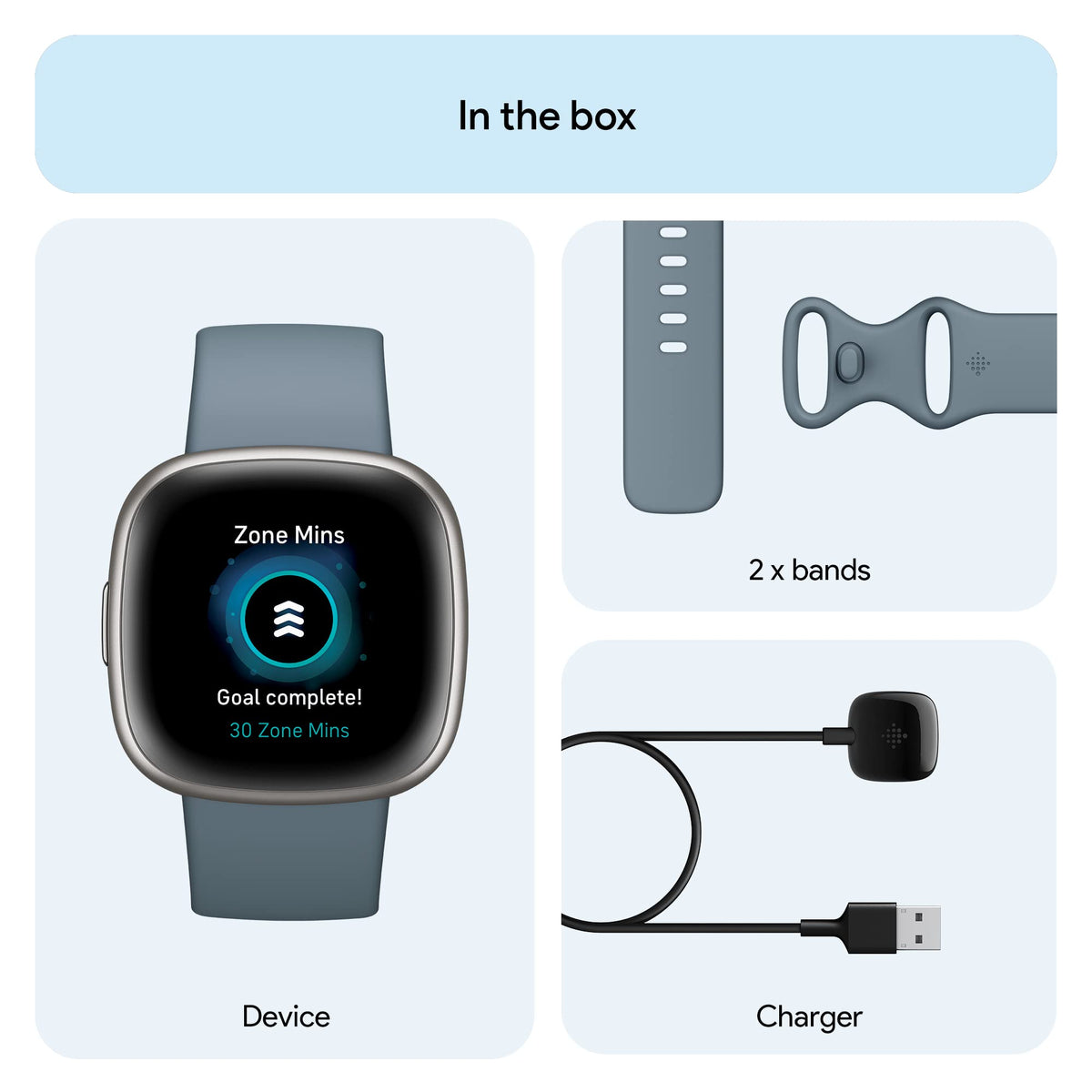 Fitbit Versa 4 Fitness Smartwatch – Platinum – FB523SRAG-US
