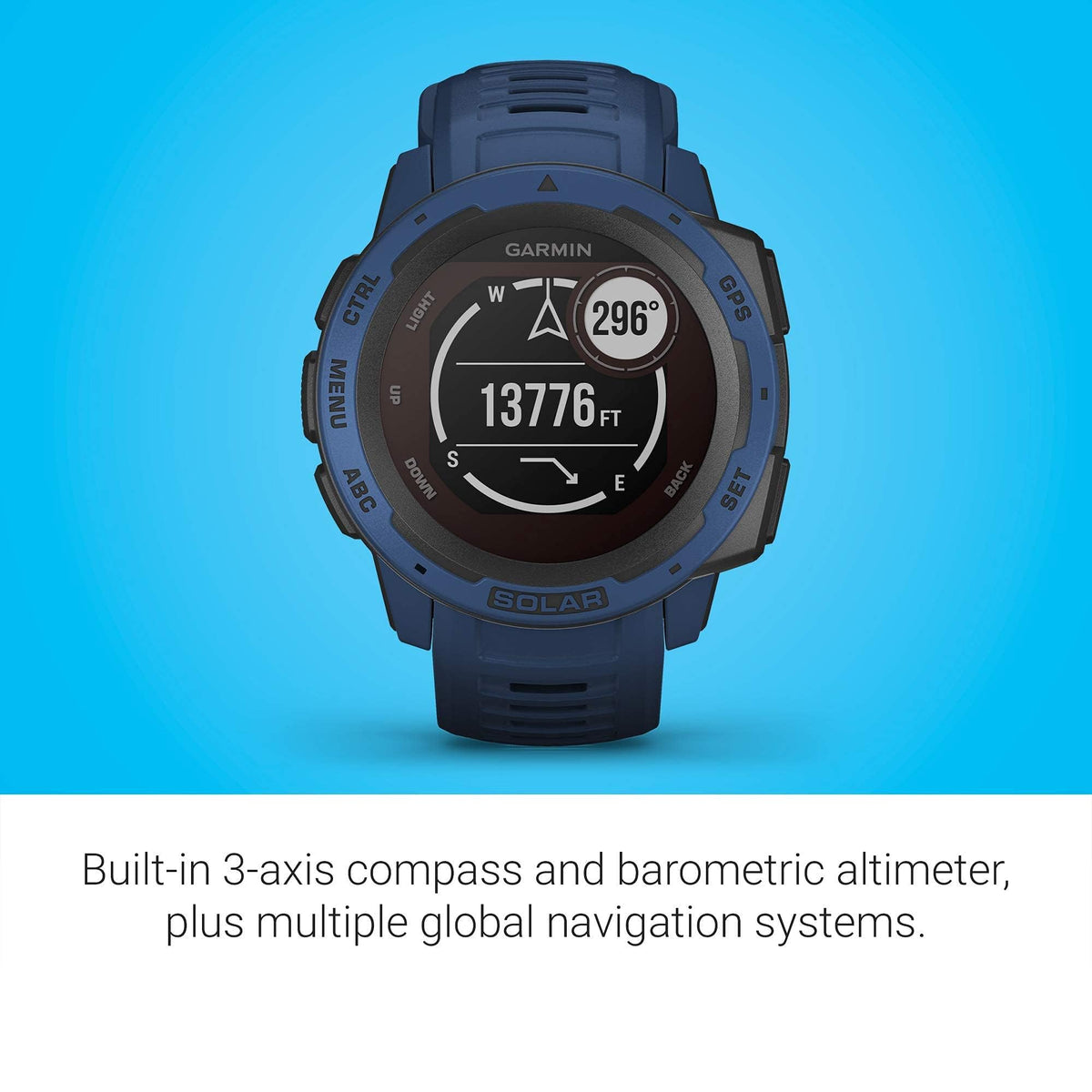 Garmin - Instinct Solar Rugged GPS Smartwatch 45mm - Tidal Blue - 010-02293-11