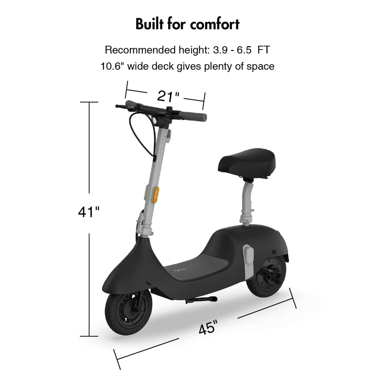 OKAI - Ceetle Pro Electric Scooter with Foldable Seat w/35 Miles Max Range & 15.5mph Top Speed - Black - EA10C-BLACK