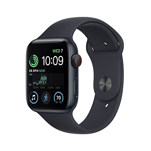 Apple Watch SE 2nd Gen GPS + Cellular 44mm Aluminum Case Mid Sport Band - Midnight - MNTY3LL/A