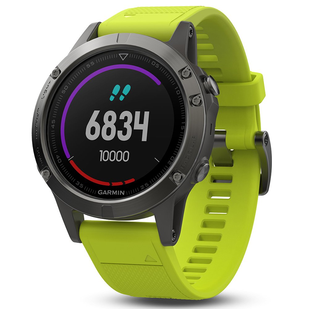 Garmin fēnix 5, Premium and Rugged Multisport GPS Smartwatch, Slate Gray W/ Yellow Band - 010-01688-02