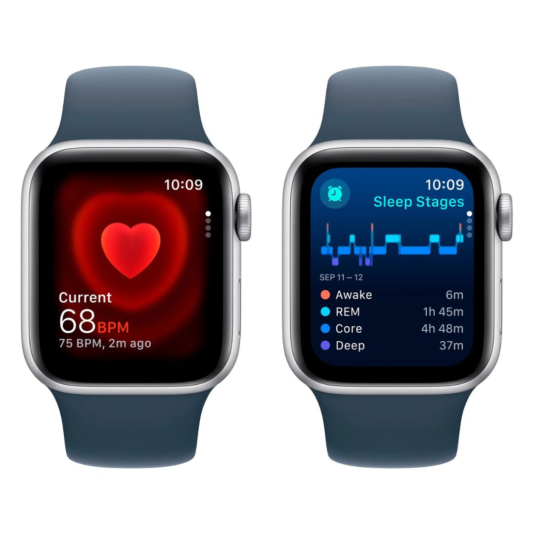 Apple Watch SE 2nd Gen (GPS+Cell) – 40mm Silver Aluminum Case with Storm Blue Sport Band (M/L) – MRGL3LL/A (2022)