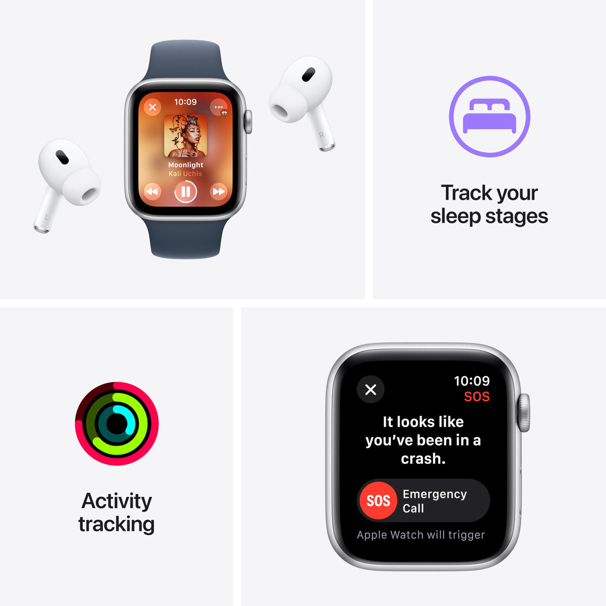 Apple Watch SE 2nd Generation (GPS + Cellular) 40mm Silver Aluminum Case with Winter Blue Sport Loop - MRGP3LL/A
