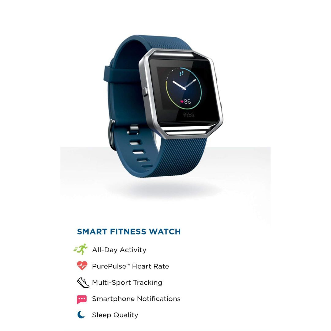 Fitbit Blaze – Smart Fitness Watch HR Monitor – Large – Blue Band – FB502SBUL
