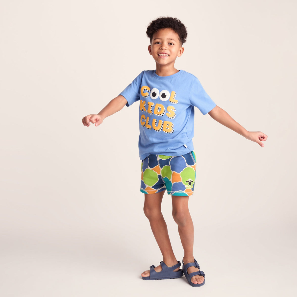 Afrino Kids Shaun the Sheep Sweatshort - Lime Cloud Print