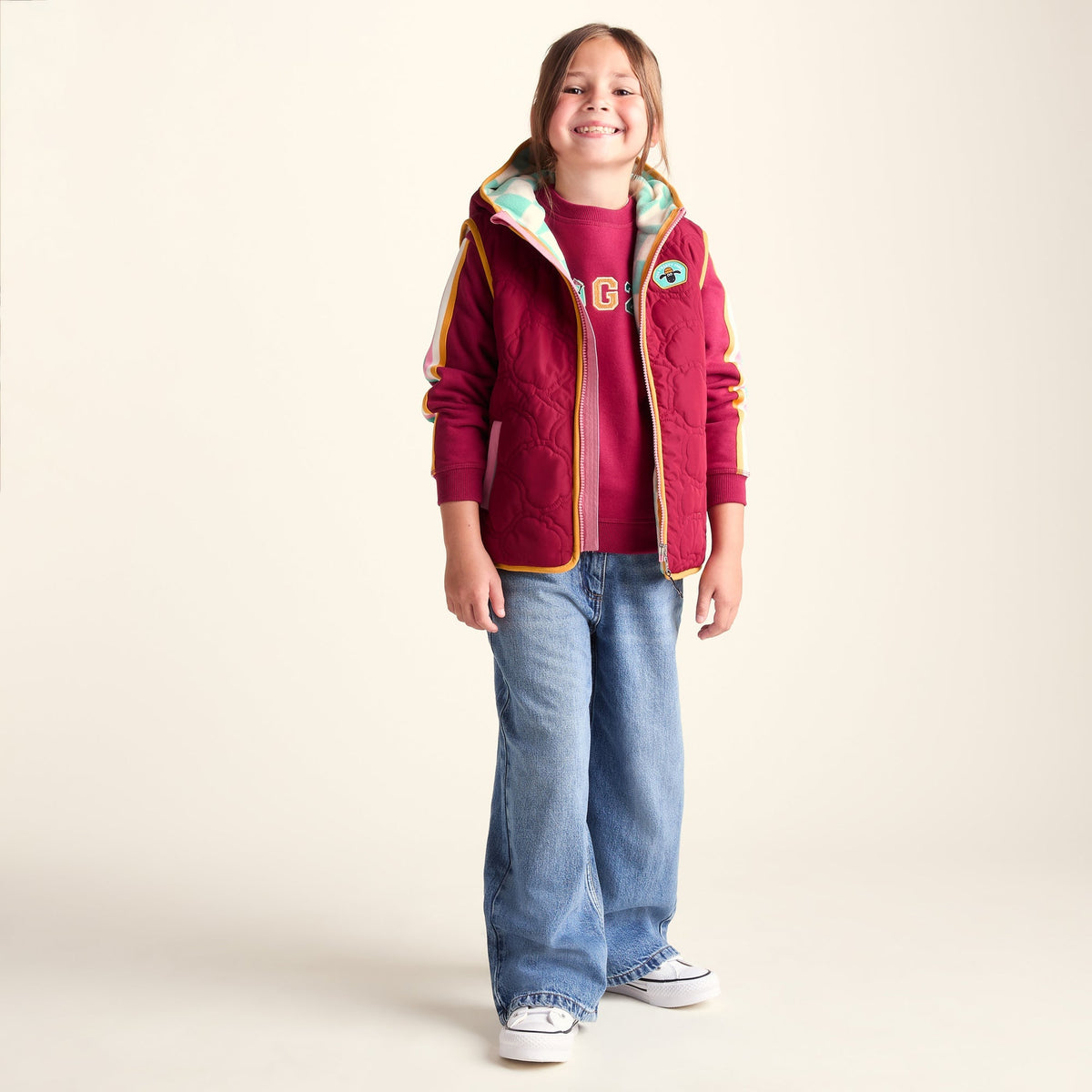 Ancon Shaun the Sheep Kids Insulated Quilted Gilet Microfleece Lining - Beetroot Red