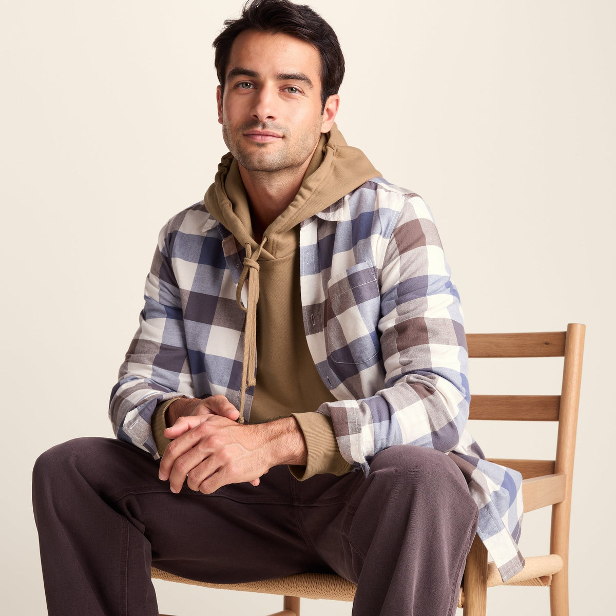 Carlton Mens Oversized Heavyweight 100% Cotton Hoody - Soft Brown