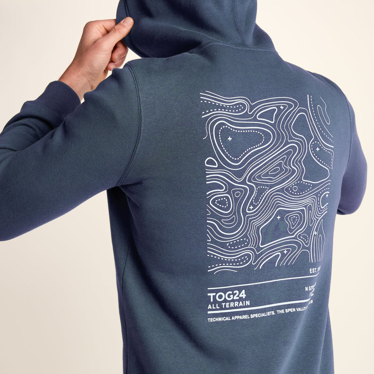 Terrain Mens Supersoft Heavyweight Graphic Print Hoodie - Smokey Blue