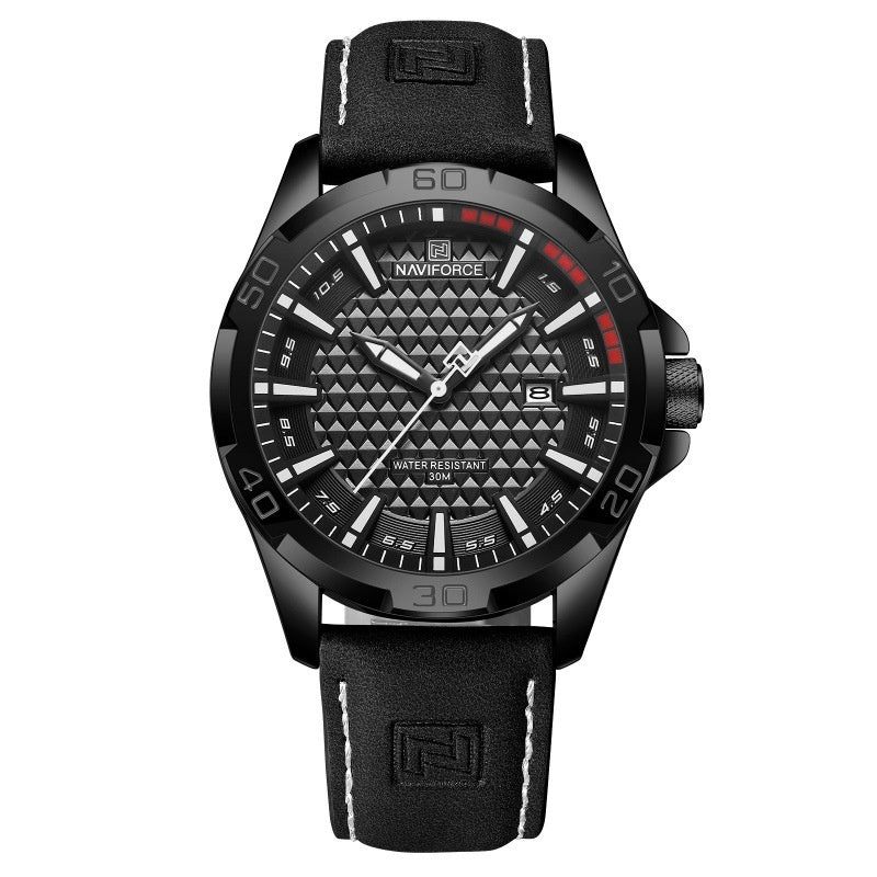 NAVIFORCE Men's Leather Strap Quartz Watch