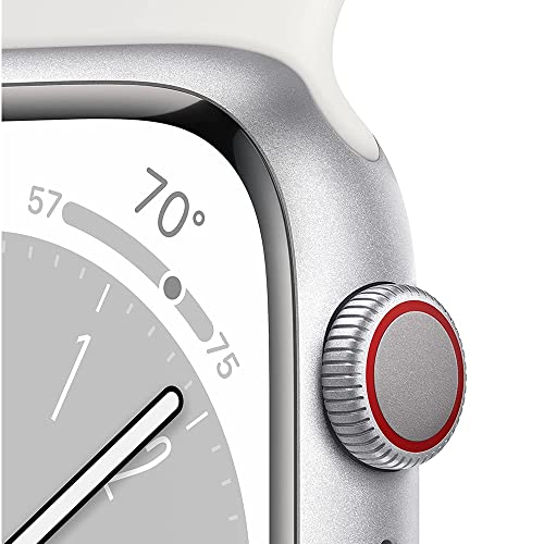 Apple Watch Series 8 (GPS) 41mm Aluminum Case with White Sport Band - S/M - Silver - MP6L3LL/A