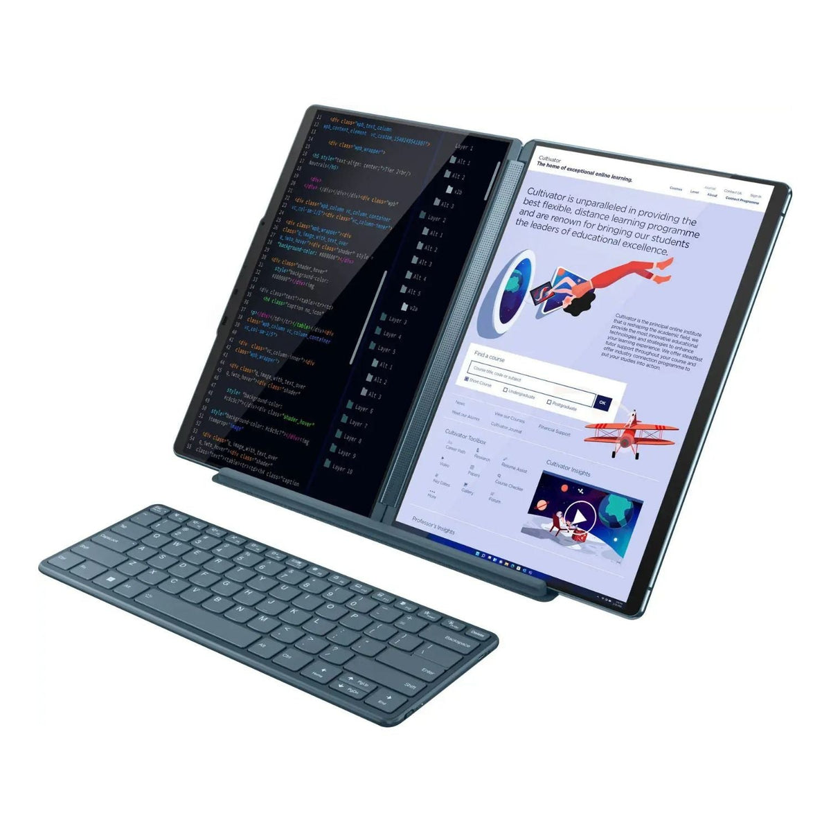 Lenovo Yoga Book 9i 2-in 113.3" 2.8K Dual Screen OLED Touchscreen Laptop - Intel Core i7-1355U - 16GB RAM - 512GB NVMe - Tidal Teal - 82YQ0007US w/ Keyboard