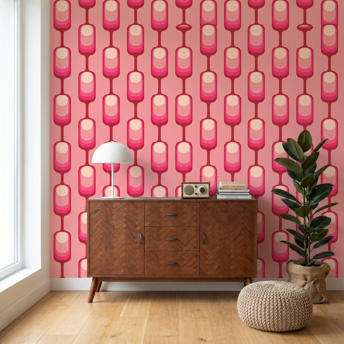 Carnaby Mod Pink Wallpaper