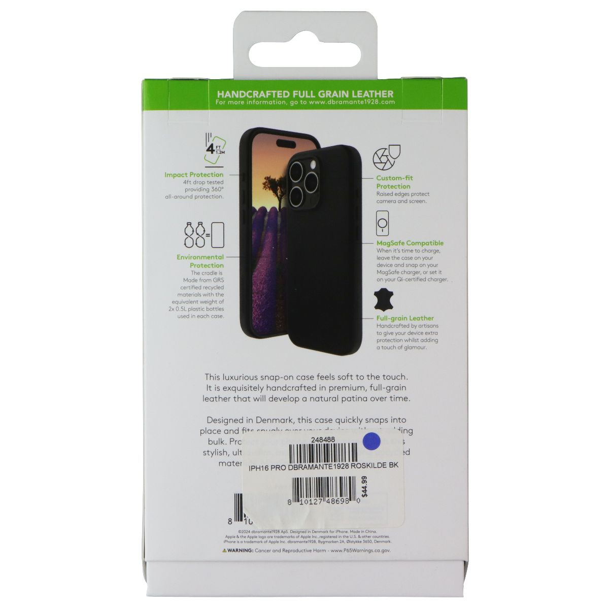 dbramante1928 Roskilde Leather Case for Apple iPhone 16 Pro - Black - New