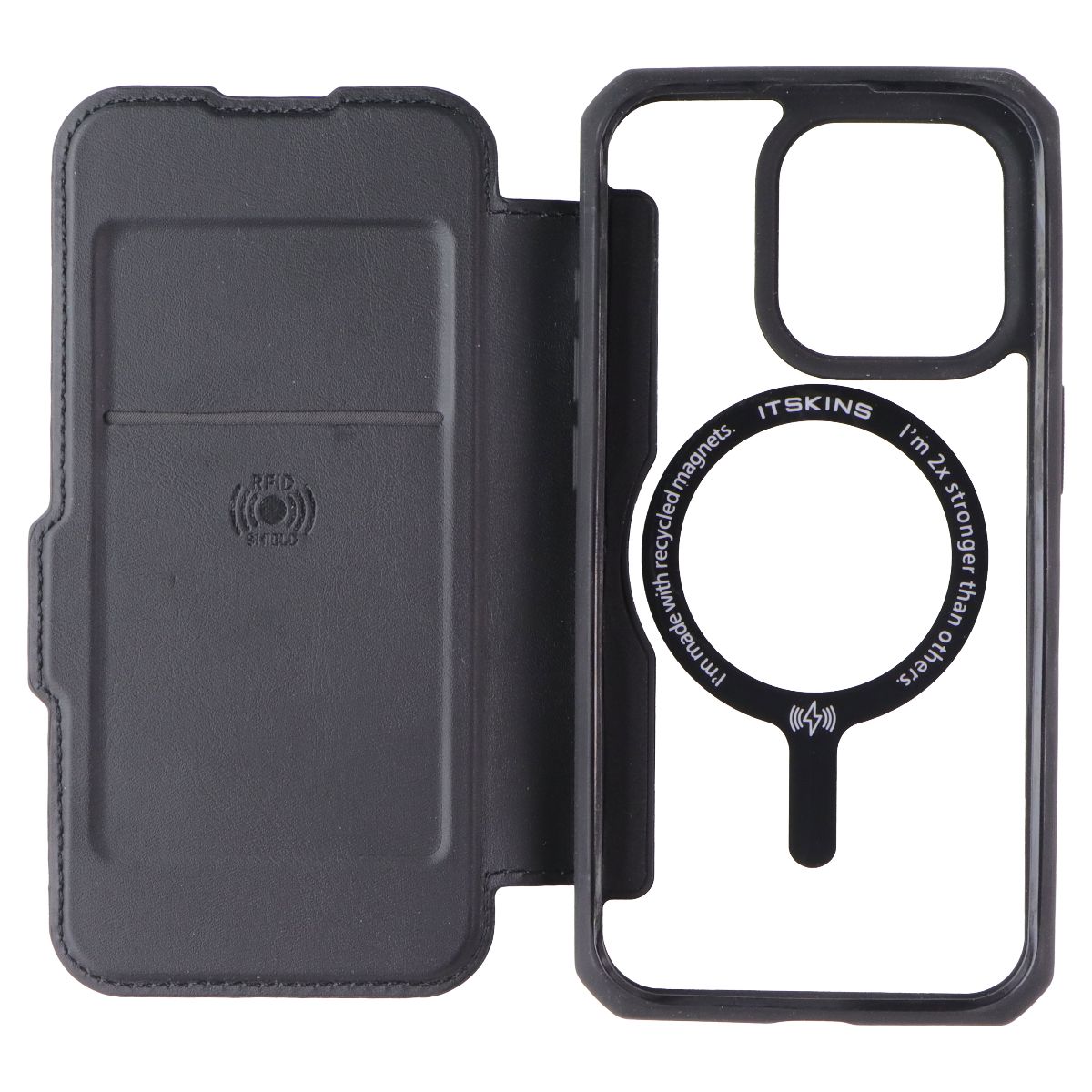 ITSKINS Hybrid_R // MagFolio Case for MagSafe for Apple iPhone 15 Pro - Black - New