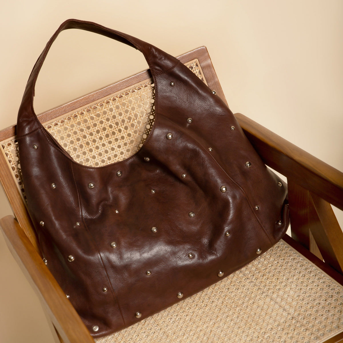 Lindsey Studded Leather Tote Bag