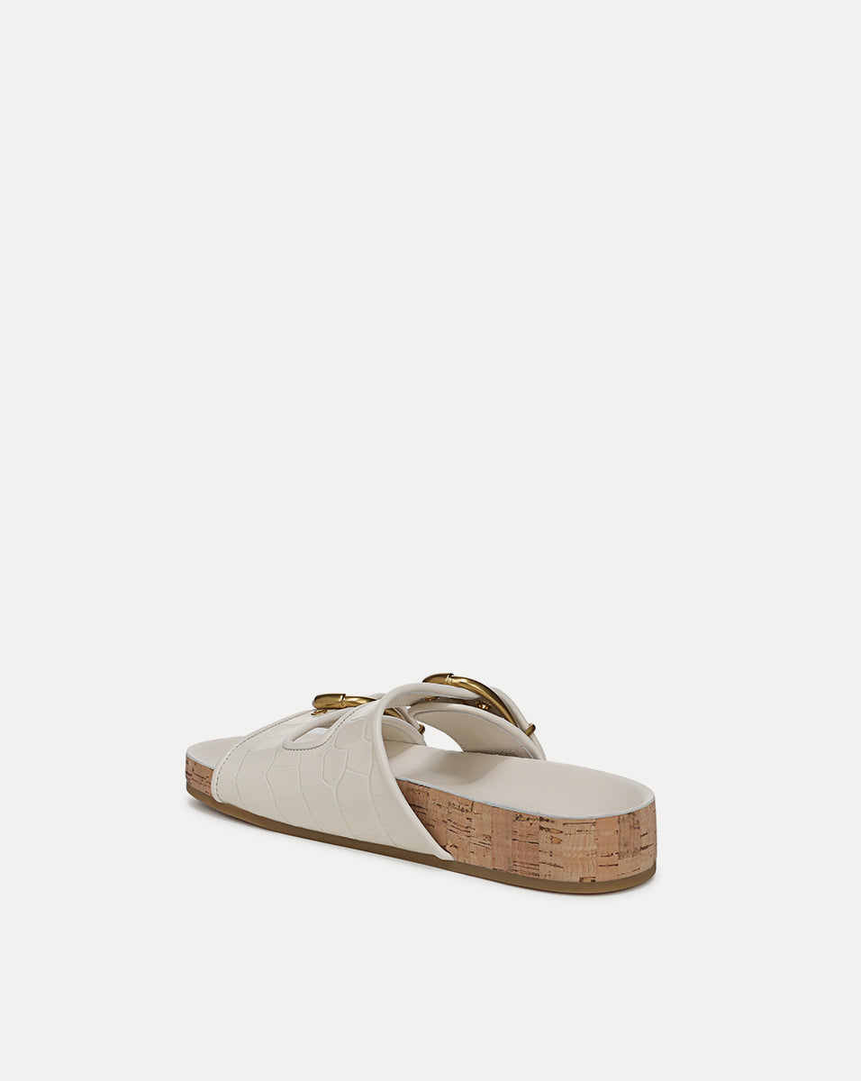 Prue Croc-Embossed Buckle Sandal