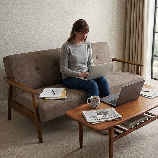 Oslo Mid-Century Modern Tufted Sofa Bed - Oatmeal