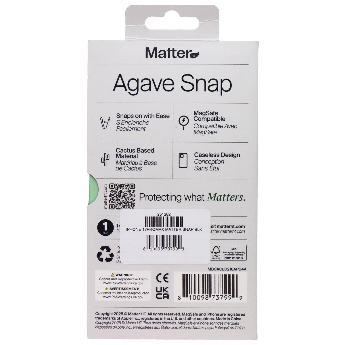 Matter Agave Snap Cover for MagSafe for Apple iPhone 17 Pro Max - Carbon Black - New