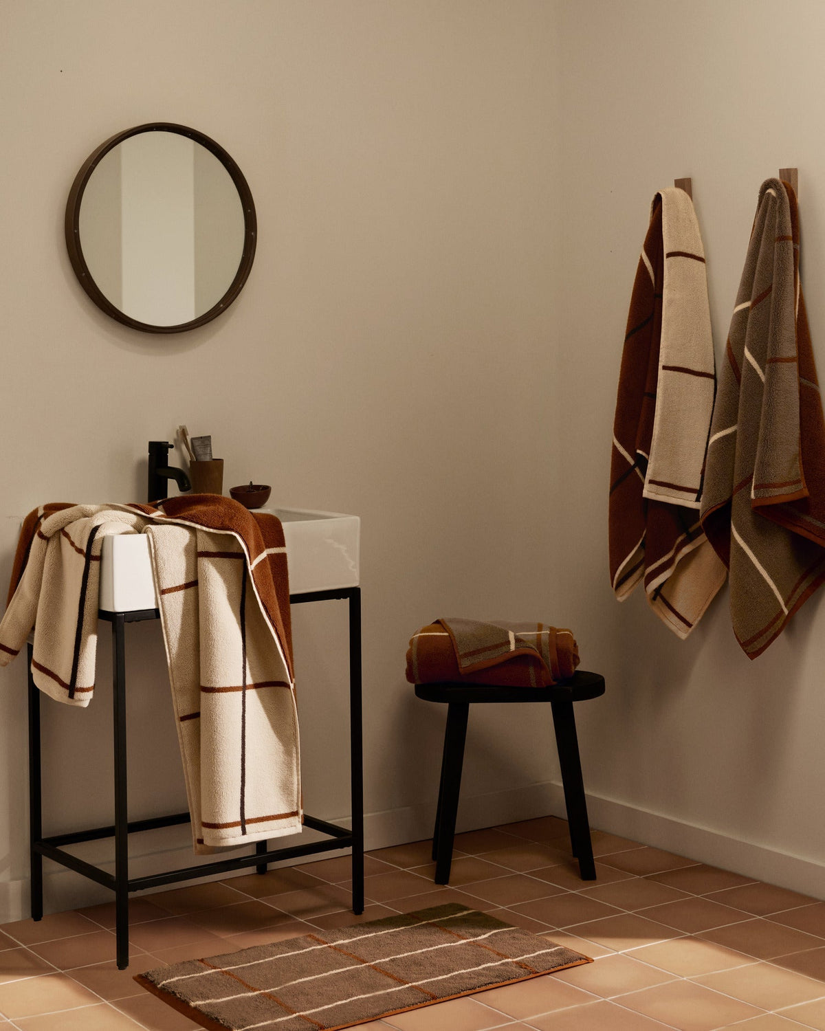 4+4 Organic Plush Bath Bundle - Tobacco Windowpane