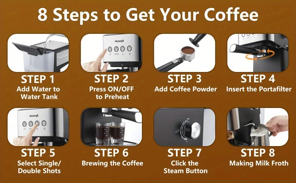 Aeomjk 20 Bar Semi-Automatic Espresso Machine