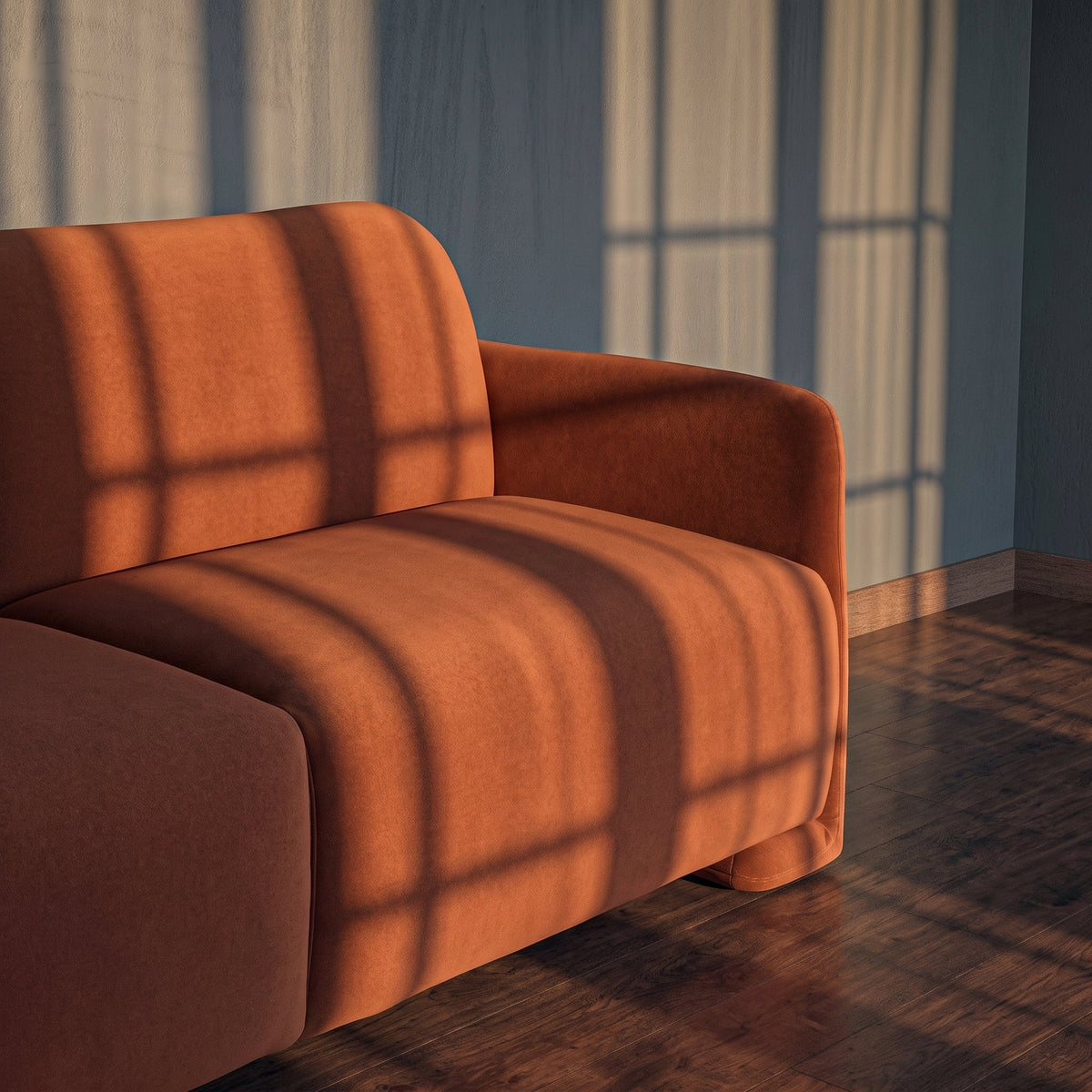 Scandinavian Modern Sofa Bed, Burnt Orange