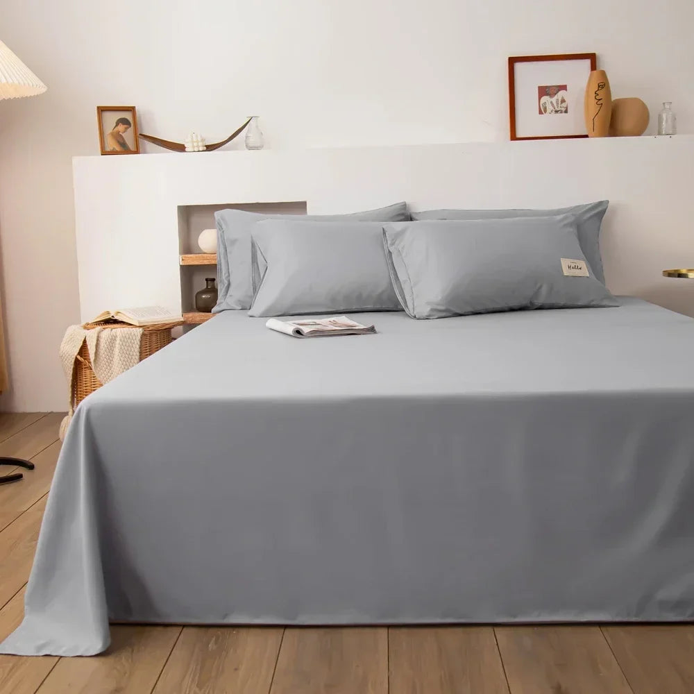 Soft Solid Color Flat Bedsheet – Single, Double, Queen & King Size