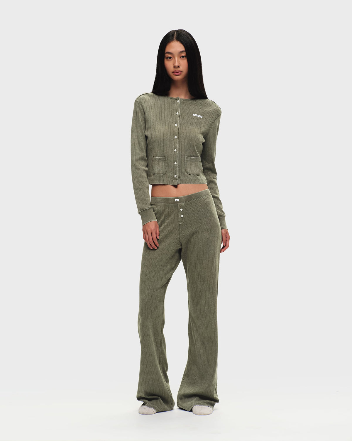 Hanes Pointelle Crewneck Cardigan
