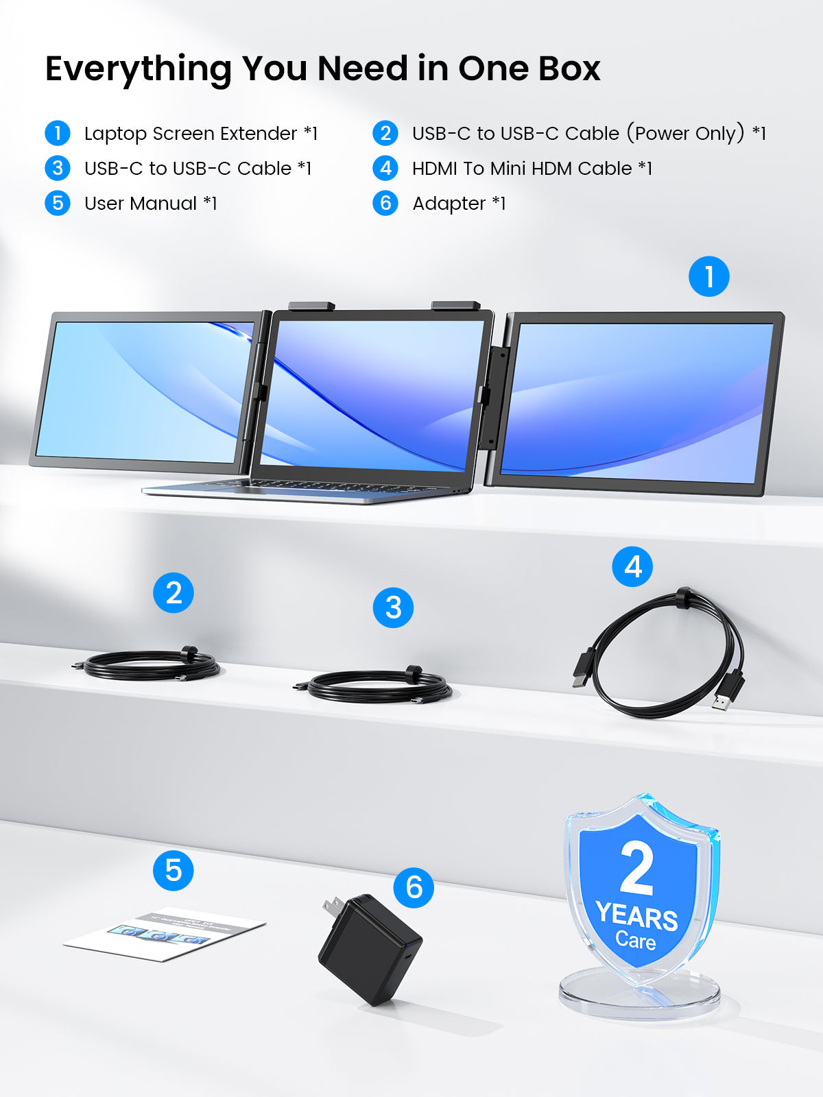 UPERFECT 14 Inch Wireless Triple Portable Monitor