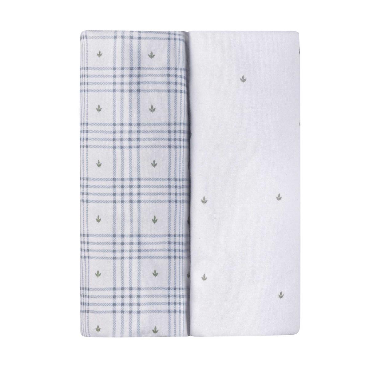 Ely's & Co. 2 Pack Waterproof Pack n Play Sheets - Floral Plaid