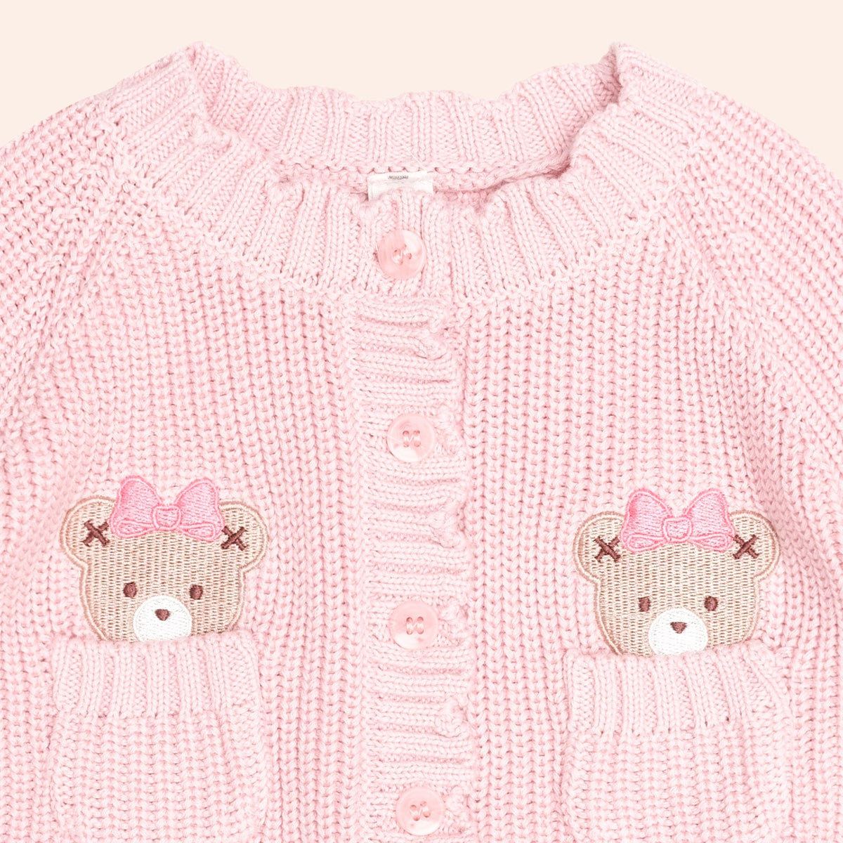 Huxbaby Baby Pink Fisherman Cardi, 0-3M
