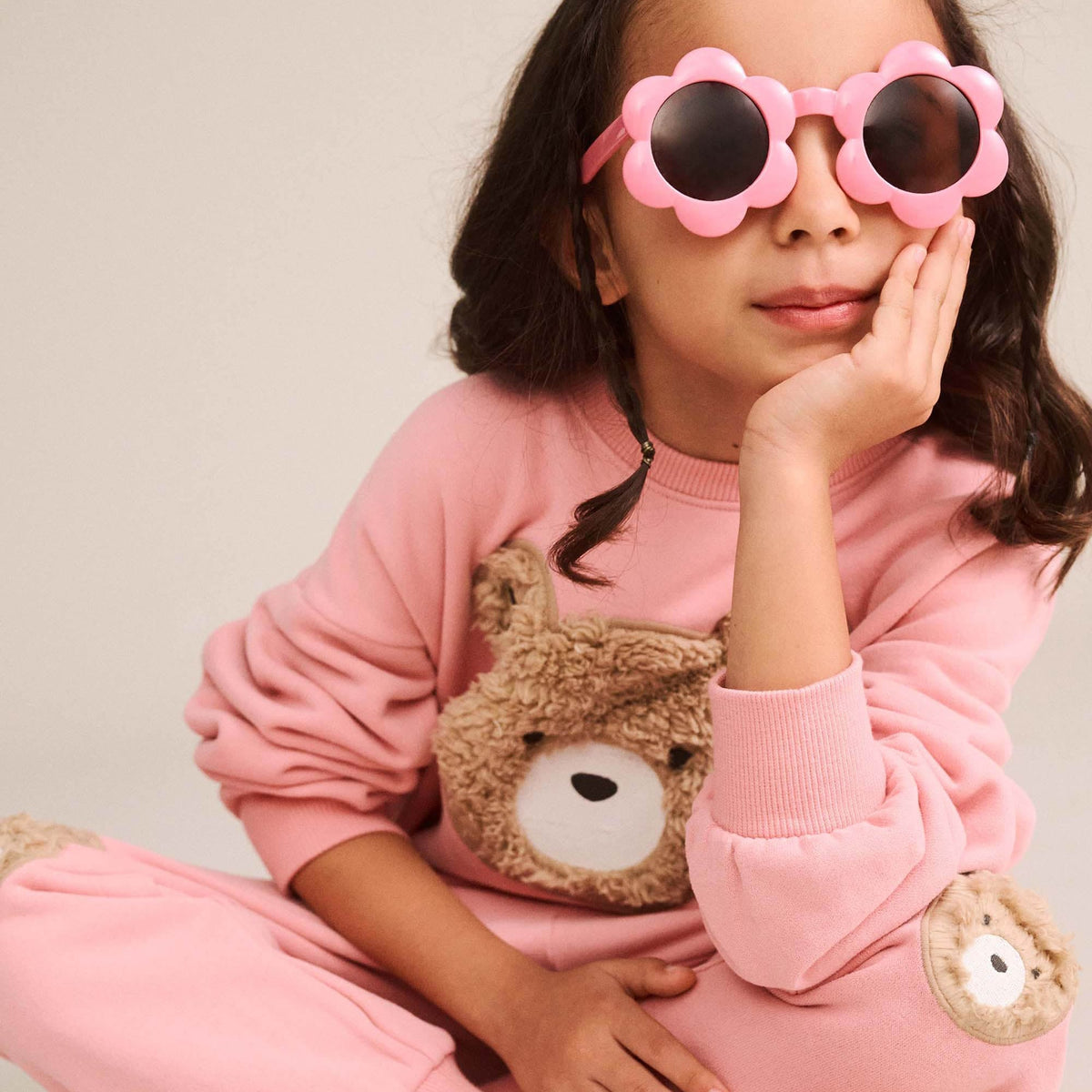 Huxbaby Furry Huxbear Sweatshirt – Vintage Pink, 6-12M