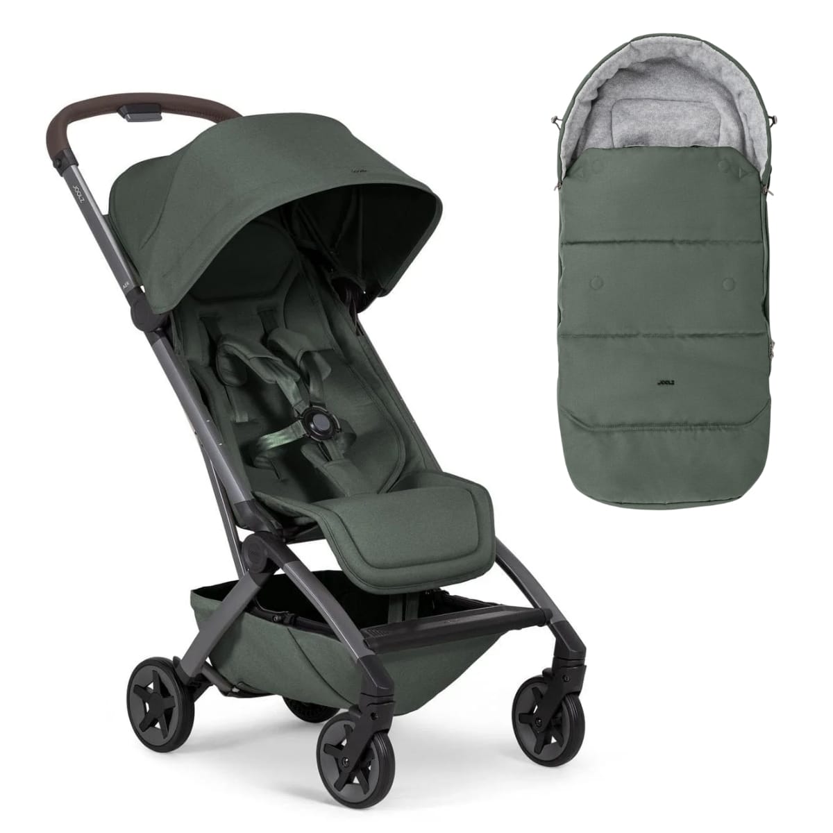 Joolz Aer2 Lightweight Compact Stroller + Footmuff Bundle - Forest