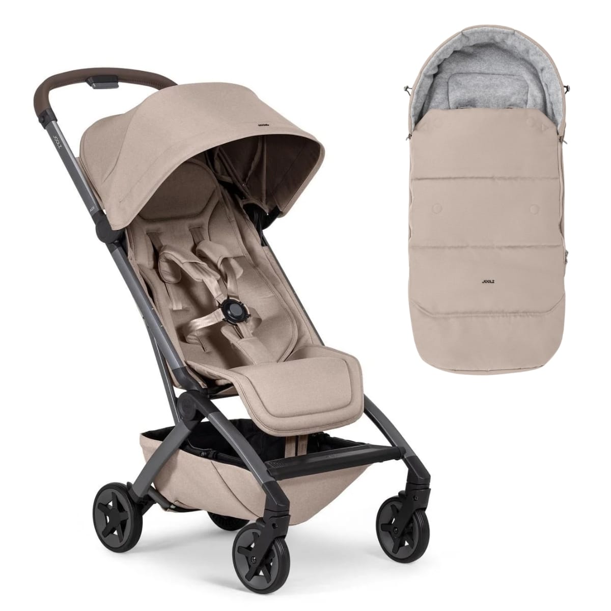 Joolz Aer2 Lightweight Compact Stroller + Footmuff Bundle - Sandy