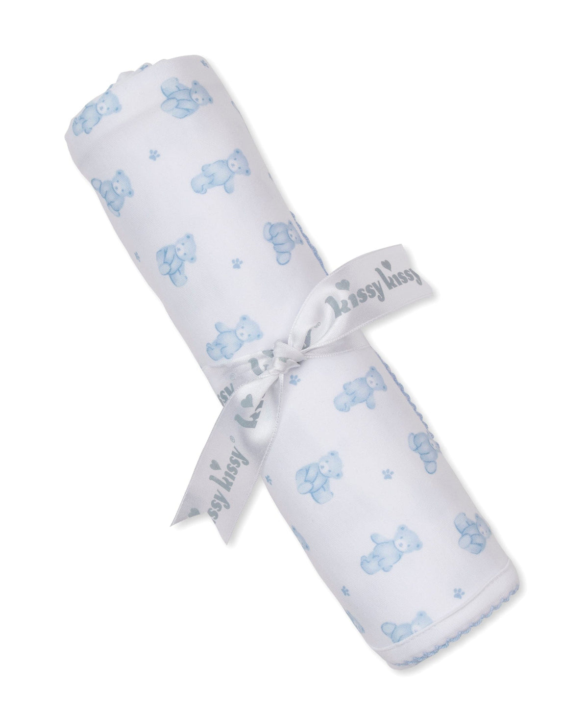 Kissy Kissy Blanket - Teddy Bears, Light Blue