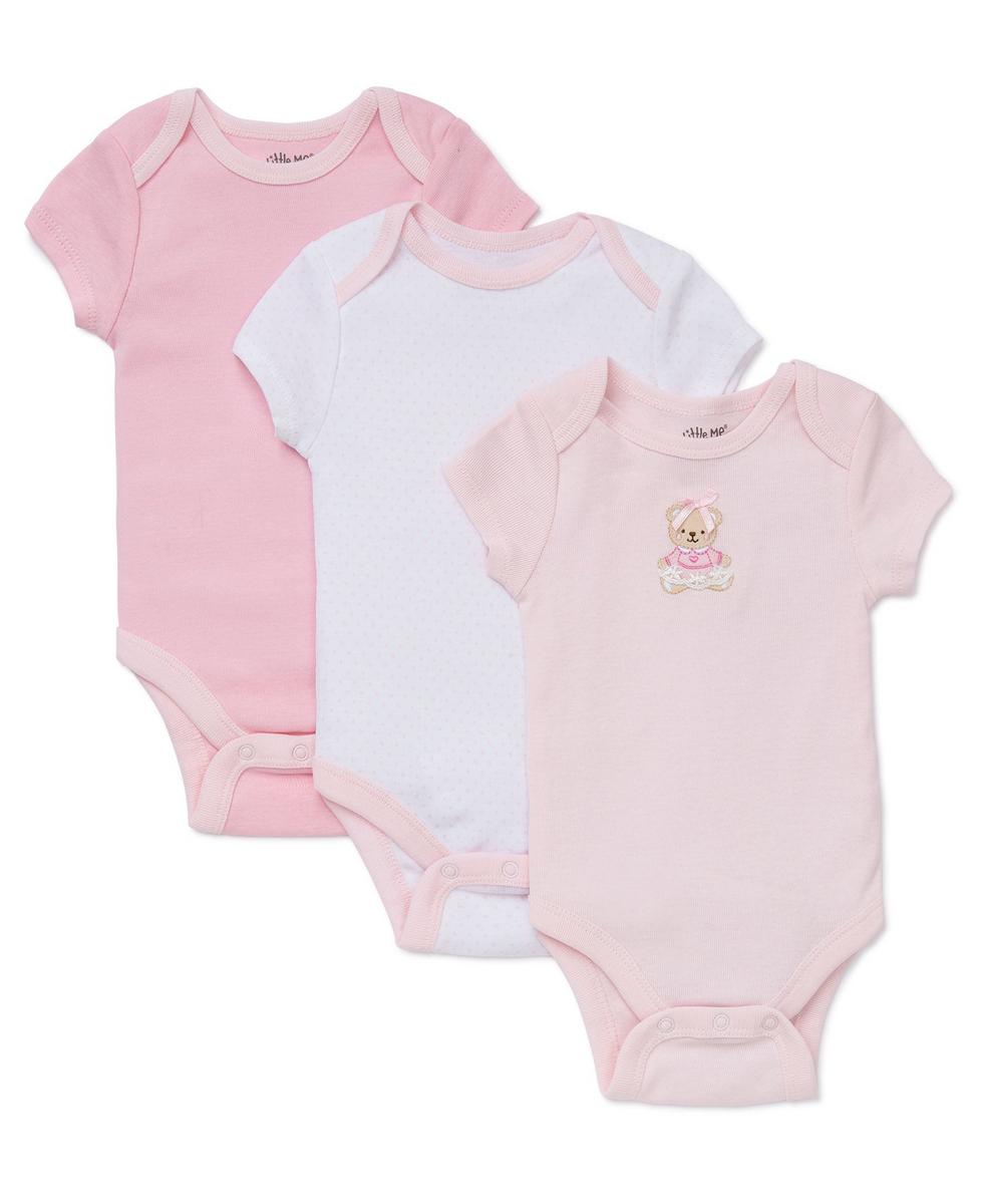 Little Me Sweet Bear 3-Pack Bodysuits - Pink Multi, NB