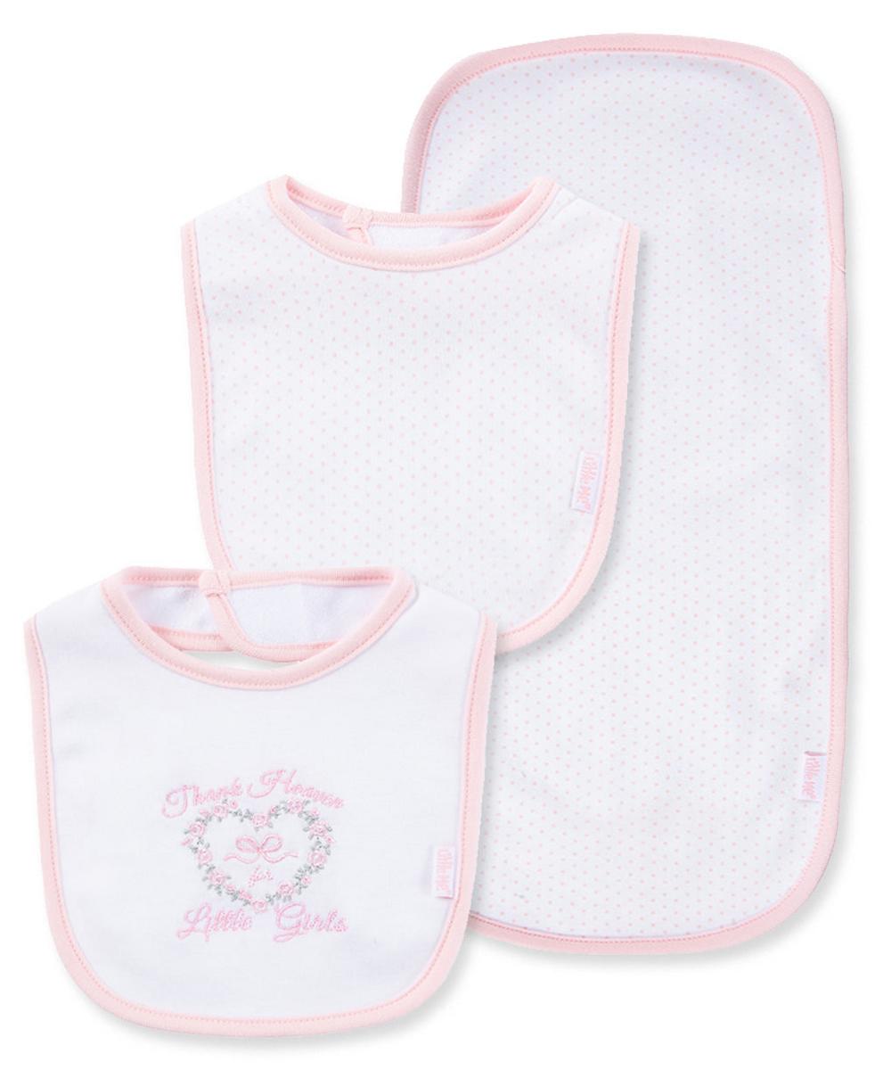 Little Me Thank Heaven For Little Girls Bib & Burp Set - Pink Multi