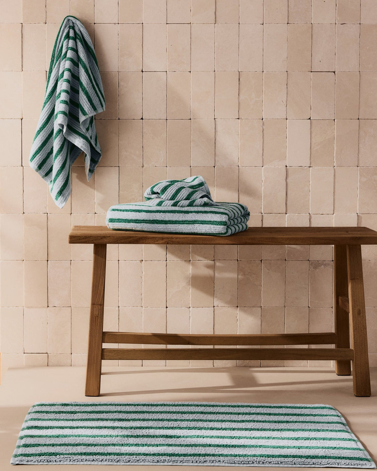 2+2 Organic Resort Stripe Bath Bundle - Sky with Malachite