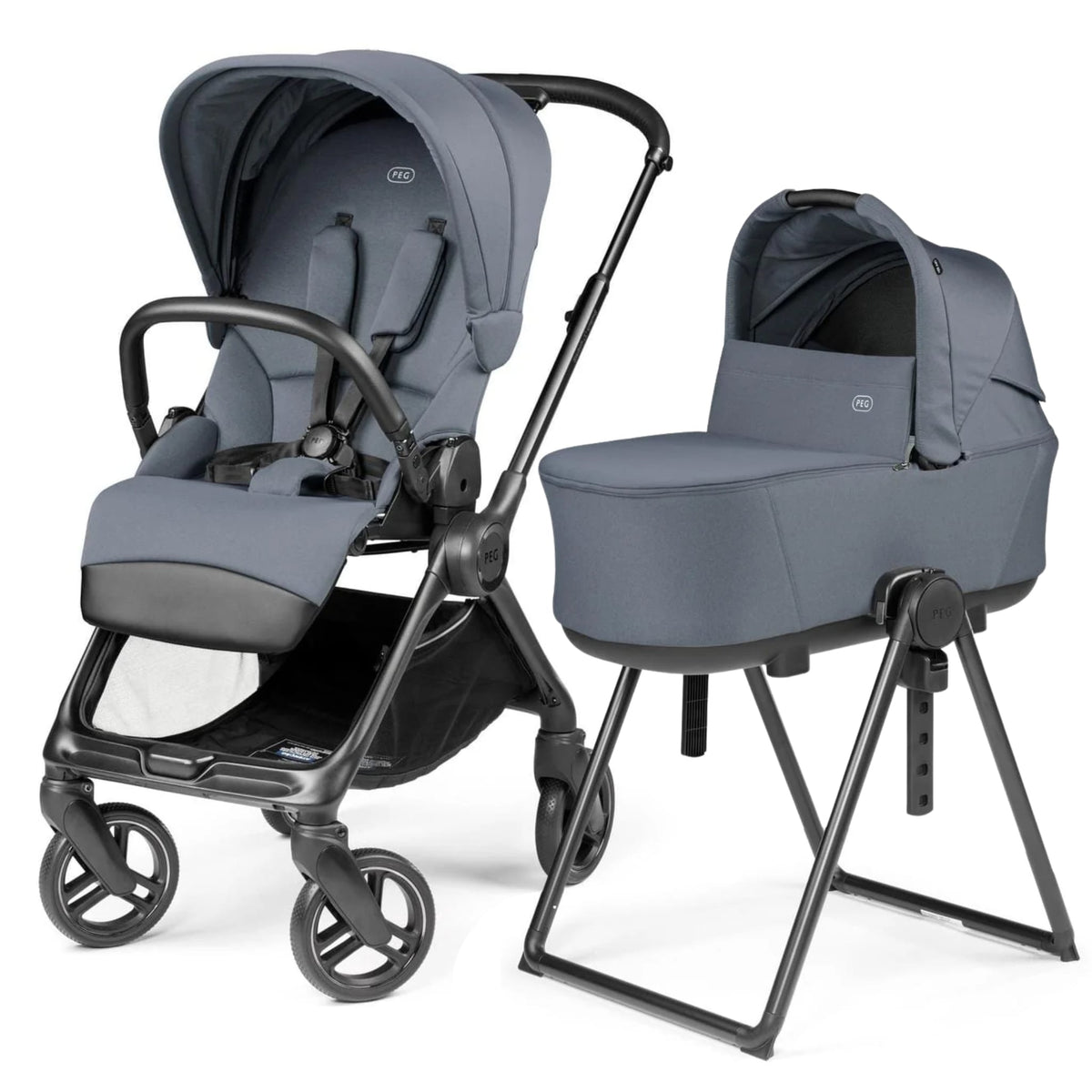 PEG Switch Reversible Handle Stroller + Culla Flex Bassinet With
