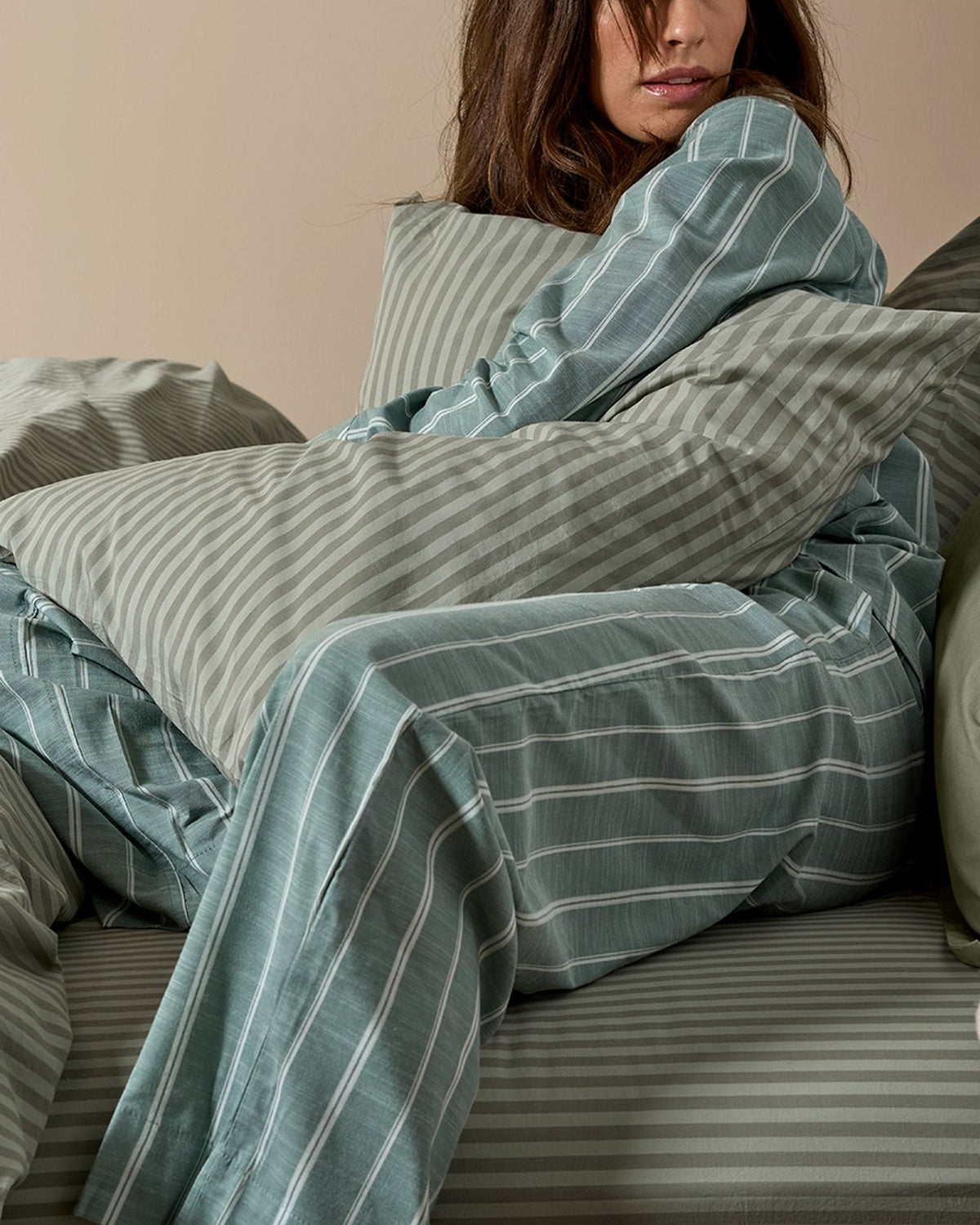 Percale Sheet Set - Moss Stripe TW/XL
