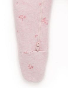 Purebaby Zip Growsuit & Headband Set - Pale Pink Blossom, 0-3M