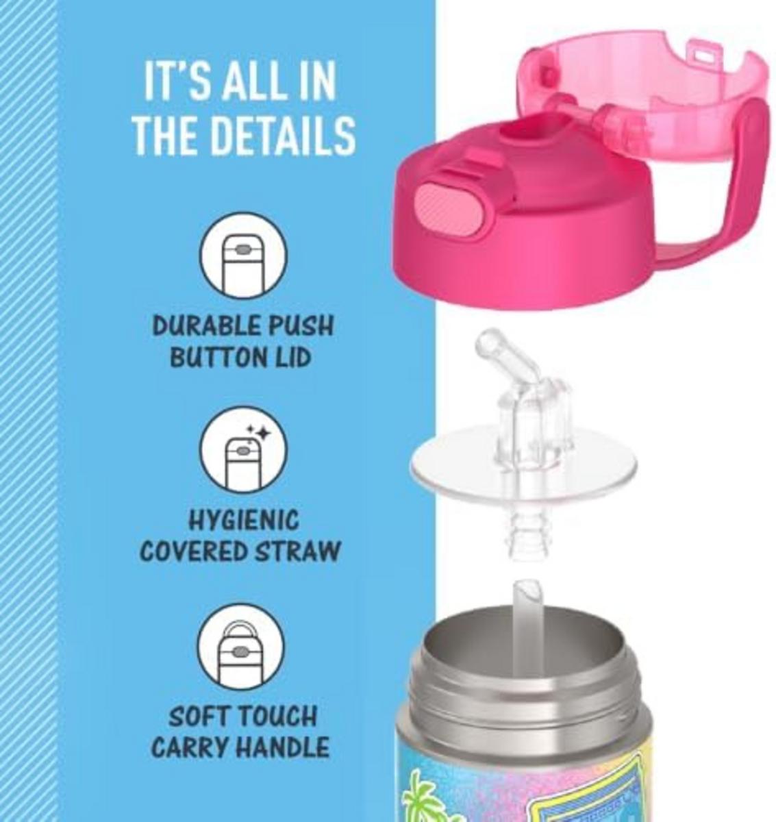 Thermos FUNtainer Vacuum Insulated Stainless Steel Straw Water Bottle