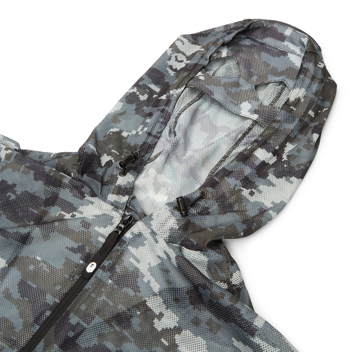 A Bathing Ape Multi Pixel Camo Mesh Hoodie Jacket M (Black)