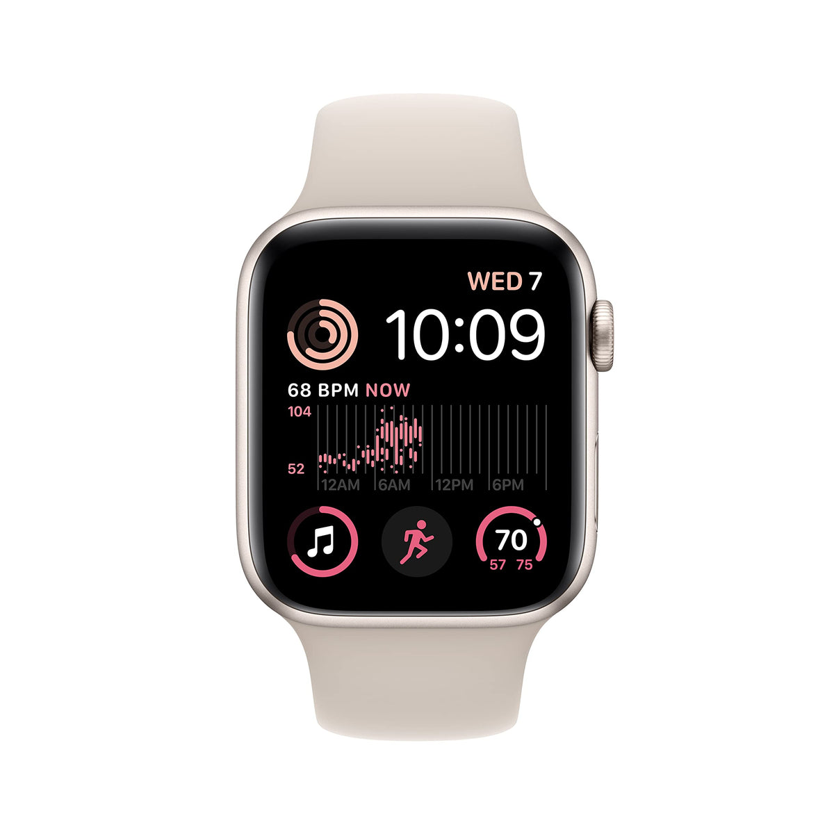 Apple Watch SE 2nd Generation (GPS) – 44mm – Starlight Aluminum Case with Starlight Sport Band – M/L – MRE53LL/A