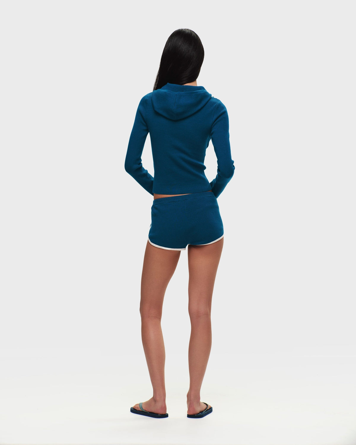 Ribbed Knit Hooded Cardigan