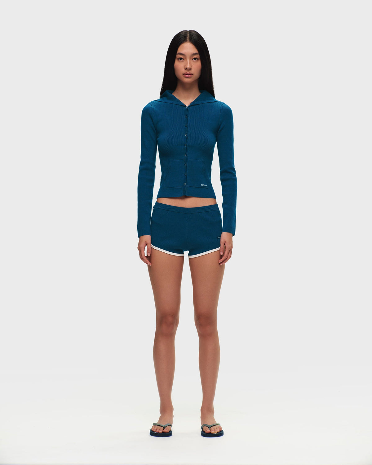 Ribbed Knit Hooded Cardigan