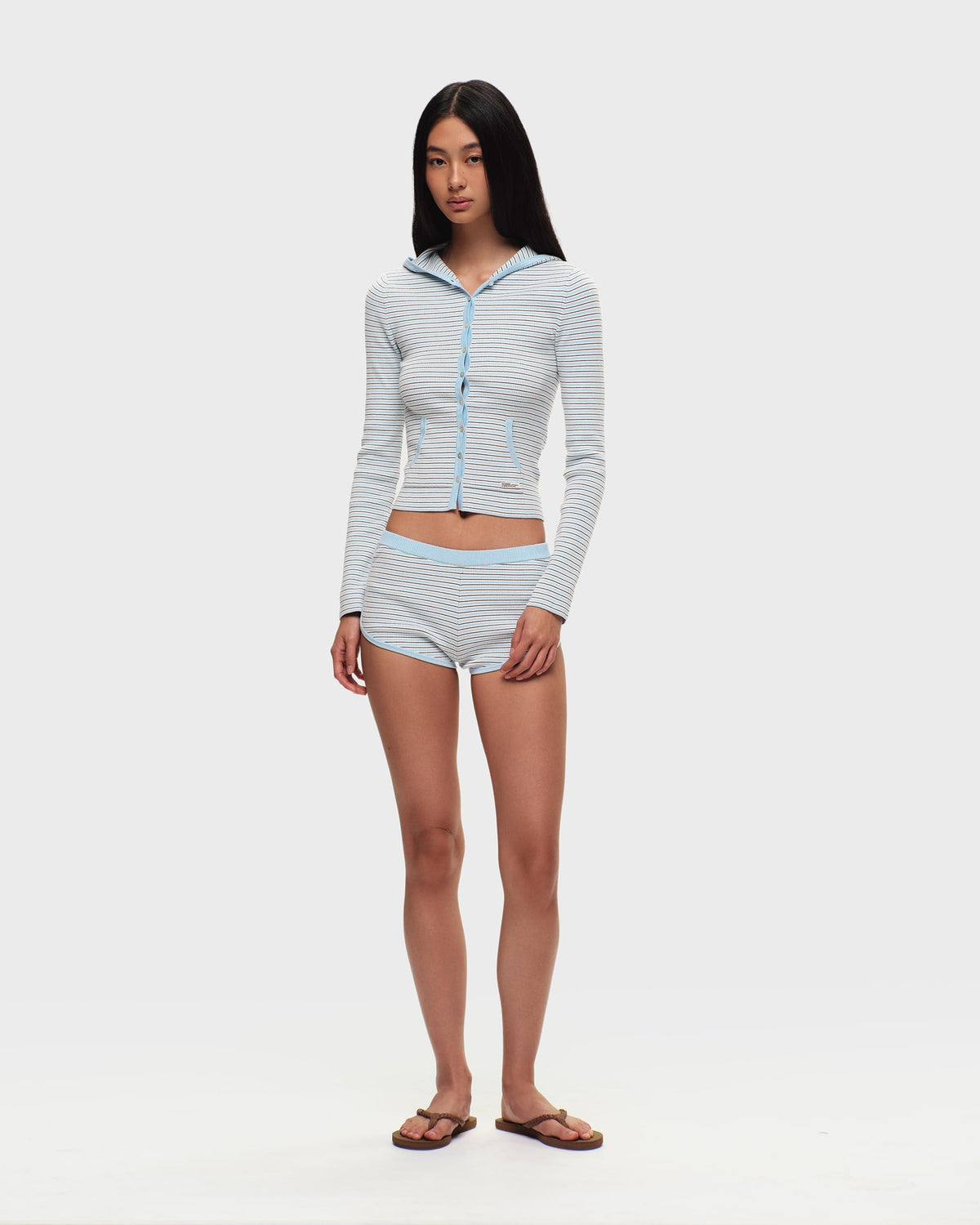 Ribbed Knit Hooded Cardigan